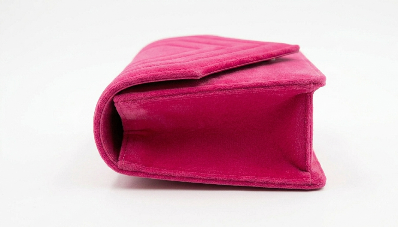 Pink folded fabric on a white background